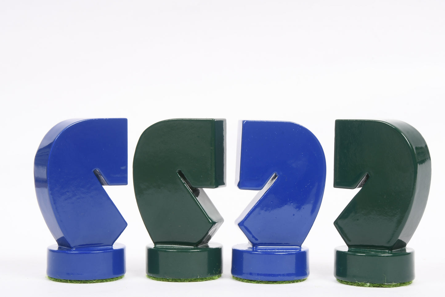 Berliner Series Modern Minimalist Chess Pieces in Blue and Green Painted Box Wood - 3.7" King