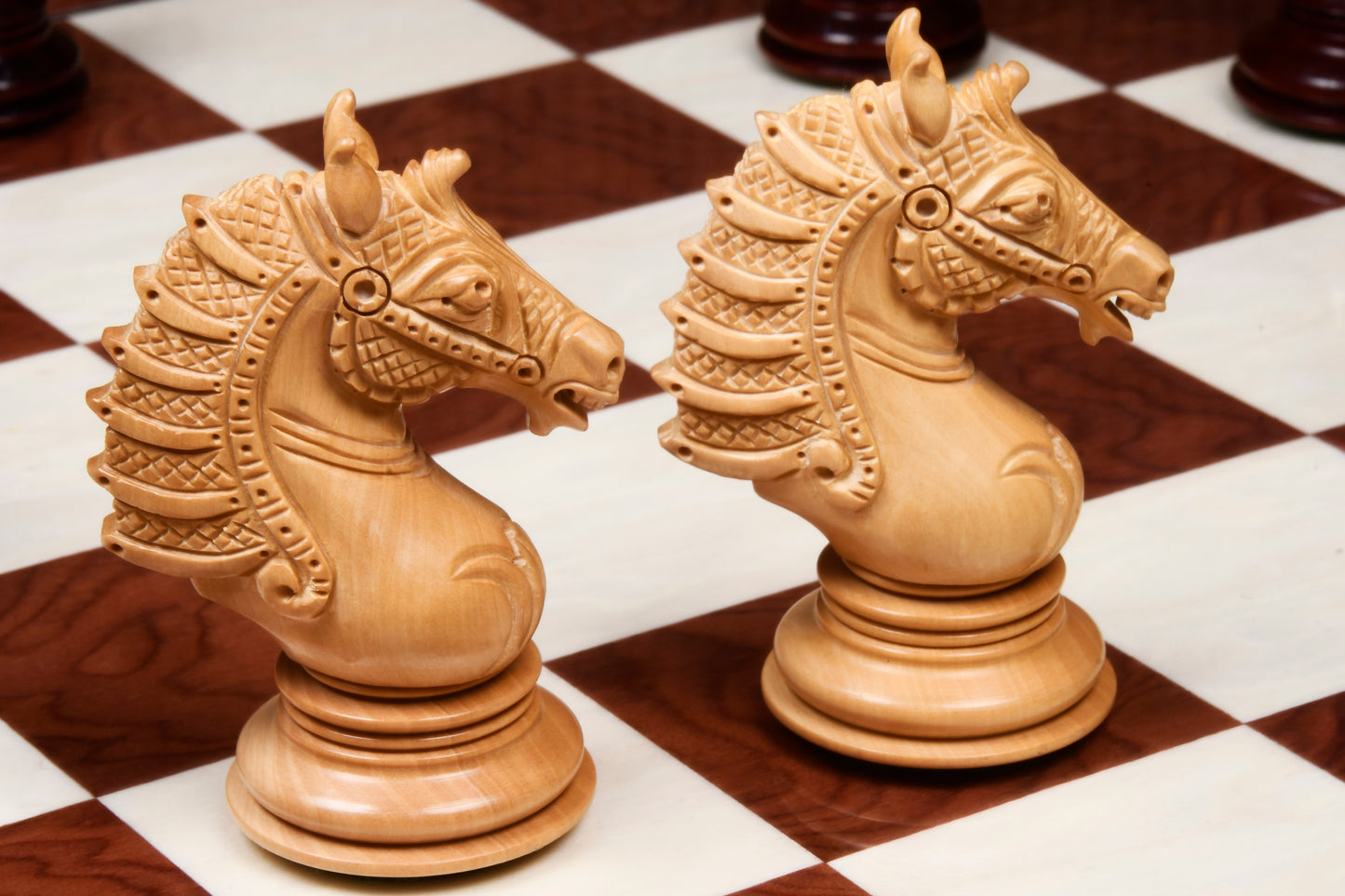 The Sikh Empire Series Triple Weighted Wooden Handmade Chess Pieces in Bud Rosewood (Padauk) and Indian Boxwood - 4.5" King