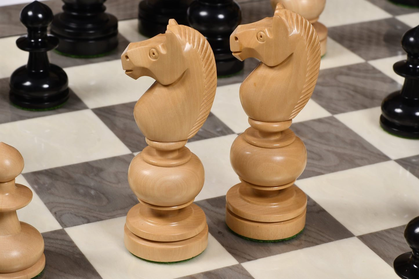 Reproduced Antique Series Regency Chess Pieces in Ebony and Box Wood - 4.3" King