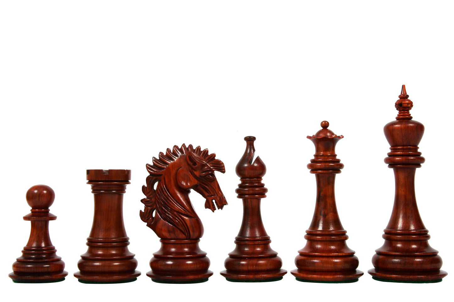 The Ruffian American Series Staunton Chess Pieces in Budrosewood &nbsp; / Box Wood - 4.8" King