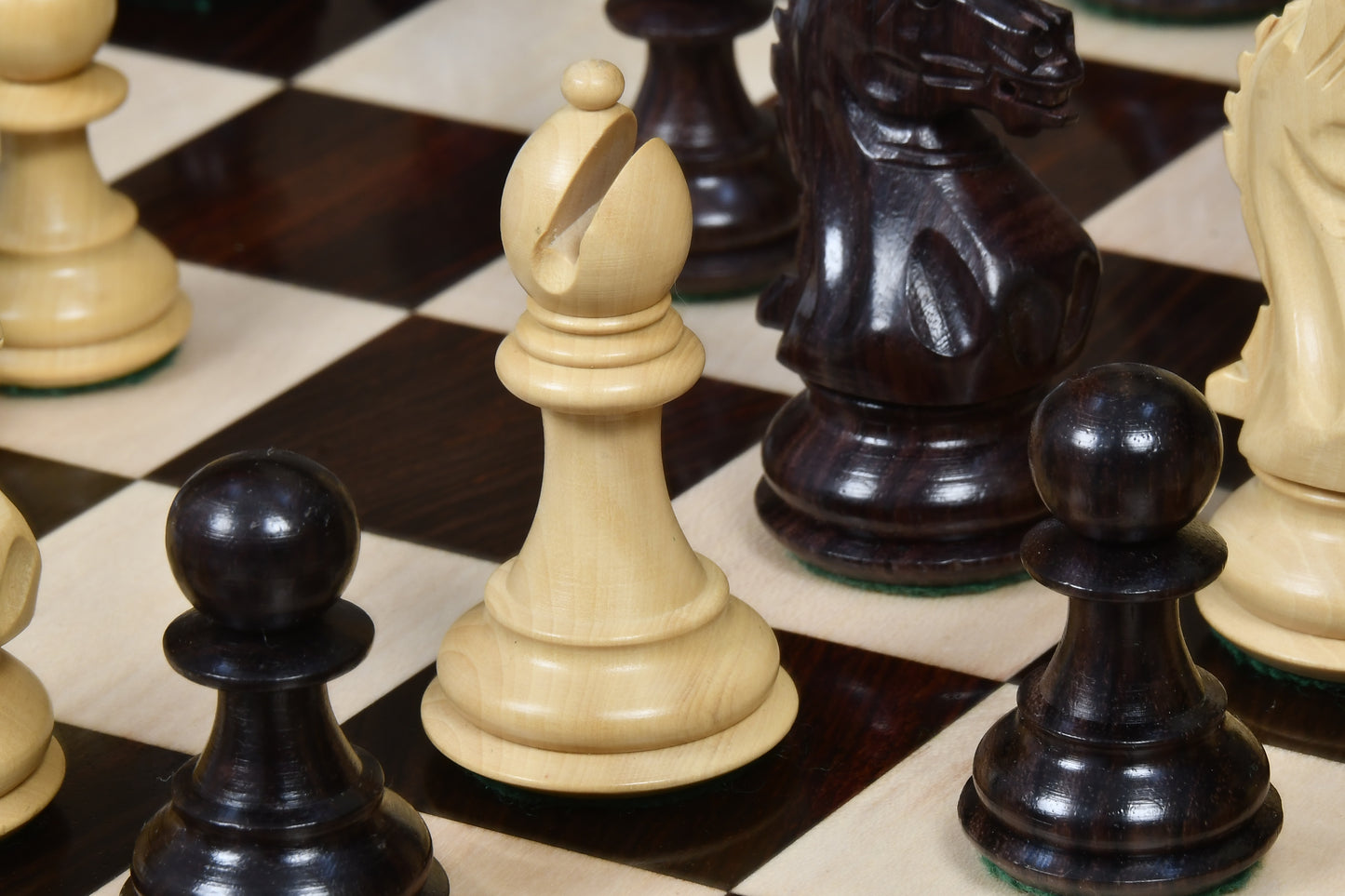 The Fierce Knight Staunton Wooden Chess Pieces in Indian Rosewood & Box Wood - 3.5" King