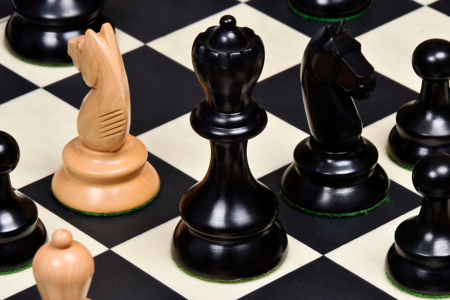 The 1937 7th Stockholm Olympiad Reproduced Chess Pieces in Ebonized & Box Wood - 3.75" King