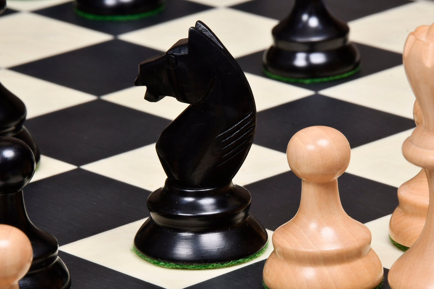 The 1937 7th Stockholm Olympiad Reproduced Chess Pieces in Ebonized & Box Wood - 3.75" King