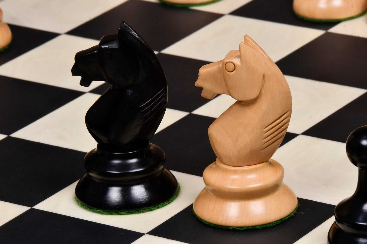 The 1937 7th Stockholm Olympiad Reproduced Chess Pieces in Ebonized & Box Wood - 3.75" King