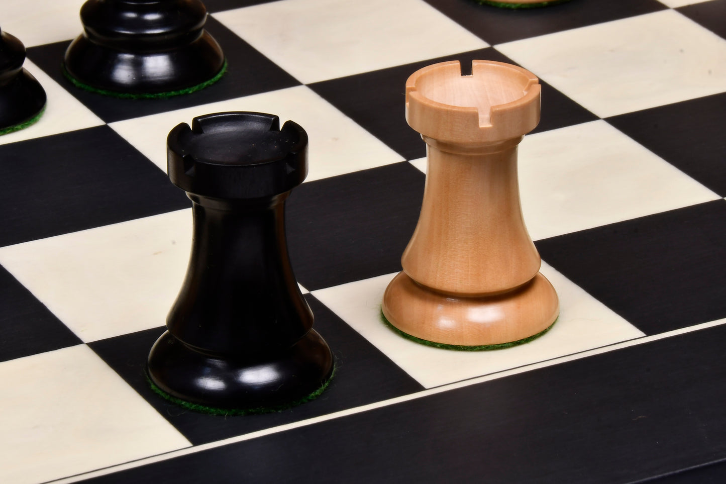 The 1937 7th Stockholm Olympiad Reproduced Chess Pieces in Ebonized & Box Wood - 3.75" King