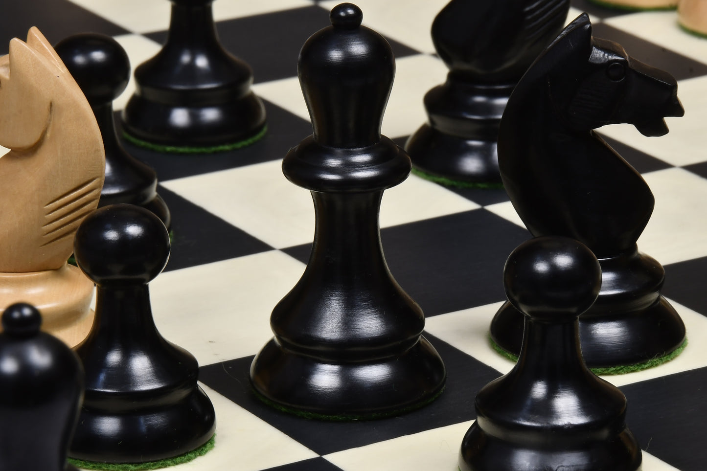 The 1937 7th Stockholm Olympiad Reproduced Chess Pieces in Ebonized & Box Wood - 3.75" King
