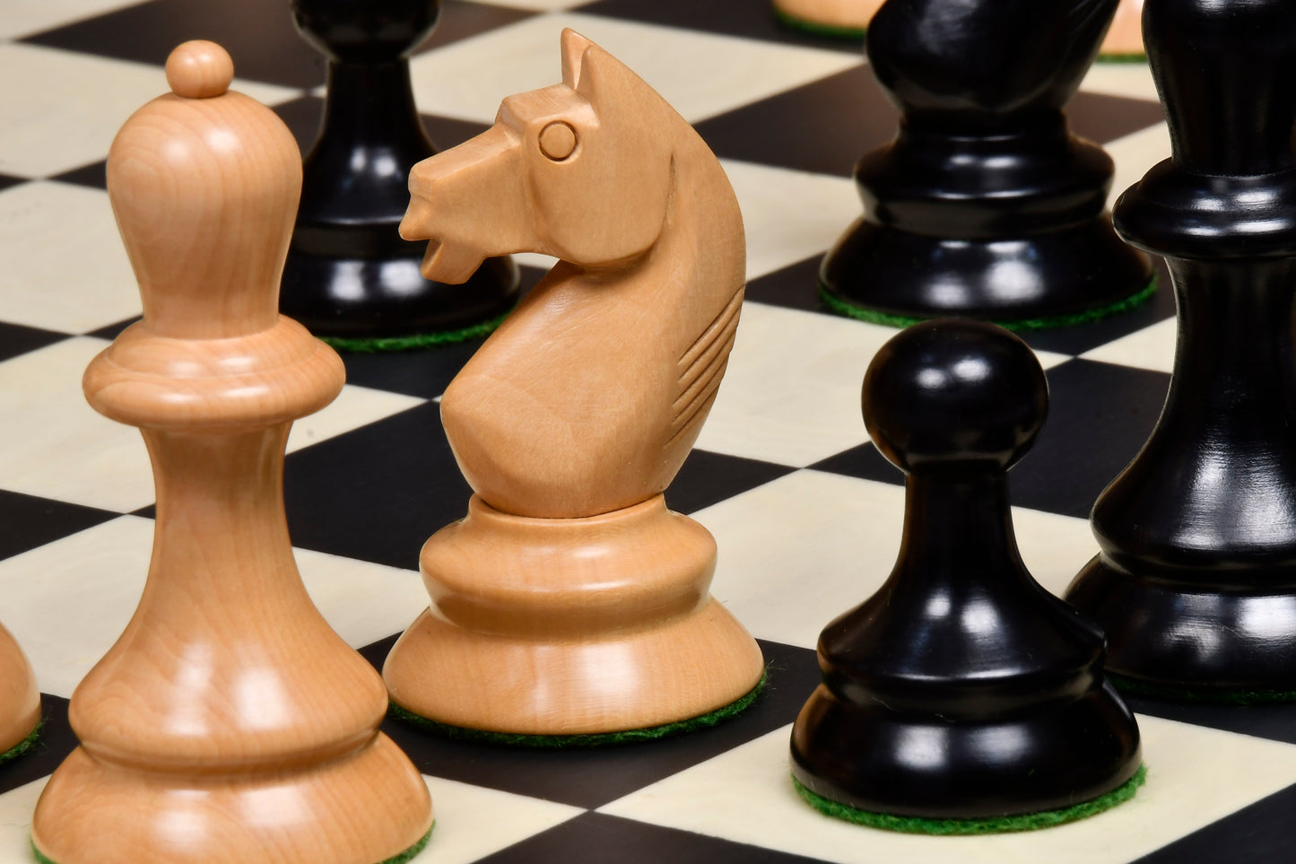 The 1937 7th Stockholm Olympiad Reproduced Chess Pieces in Ebonized & Box Wood - 3.75" King