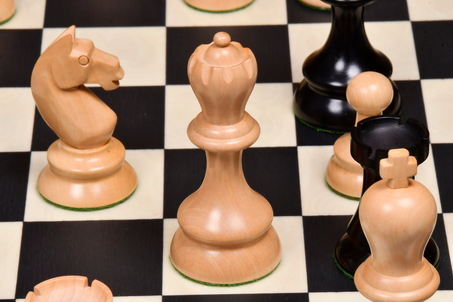 The 1937 7th Stockholm Olympiad Reproduced Chess Pieces in Ebonized & Box Wood - 3.75" King