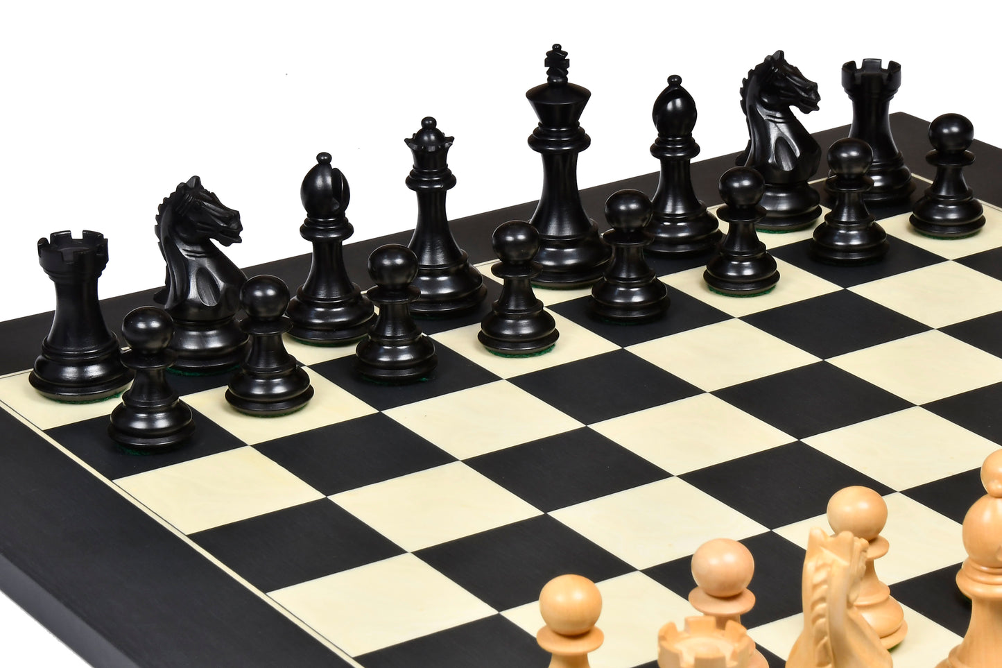 The Fierce Knight Staunton Wooden Chess Pieces in Indian Ebonized Wood & Box Wood - 3.5" King