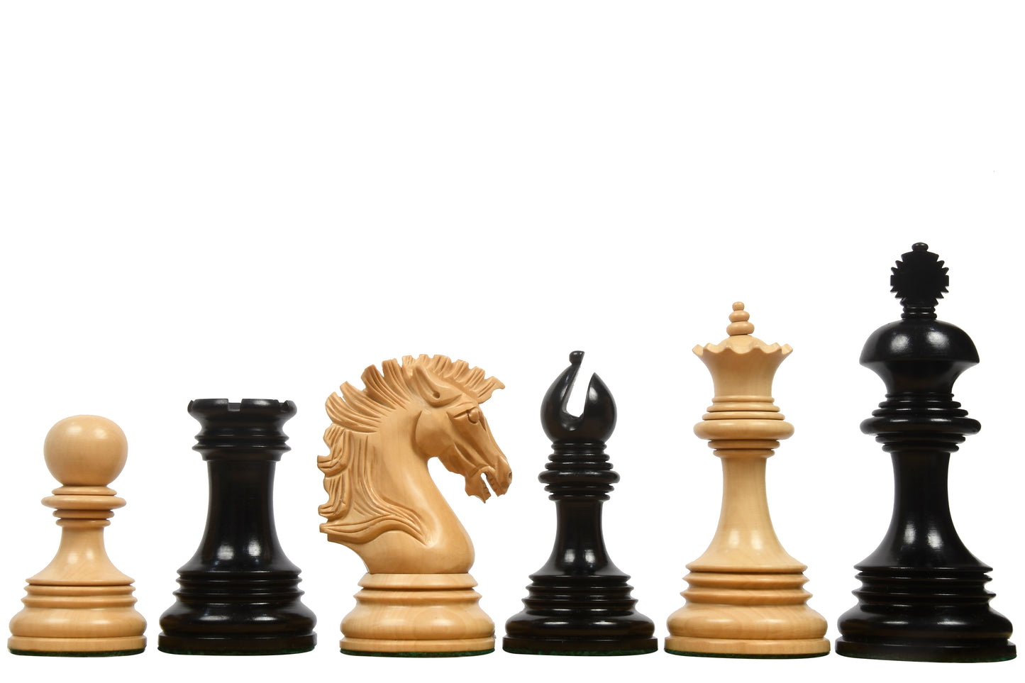 Combo New Indian-American Luxury Series Weighted Chess Pieces in Genuine Ebony Wood & Indian Box Wood V2.0 - 4.4" King and Chess Board