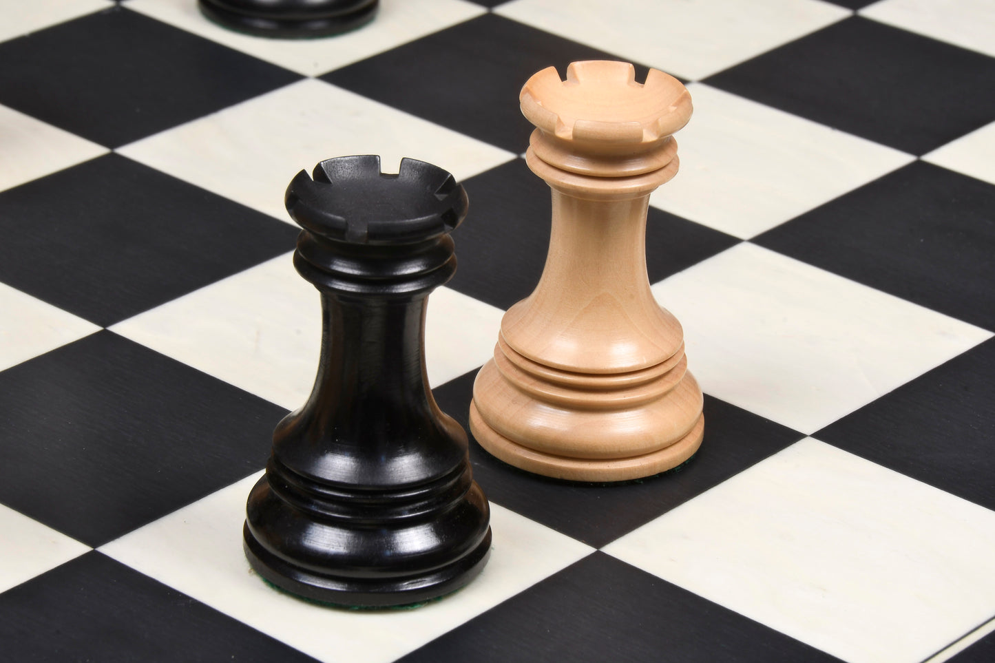 Combo New Indian-American Luxury Series Weighted Chess Pieces in Genuine Ebony Wood & Indian Box Wood V2.0 - 4.4" King and Chess Board
