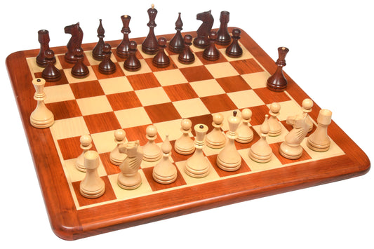 Repro 1961 Soviet Championship Baku Pieces in Bud Rosewood / Boxwood - 4” King with Board