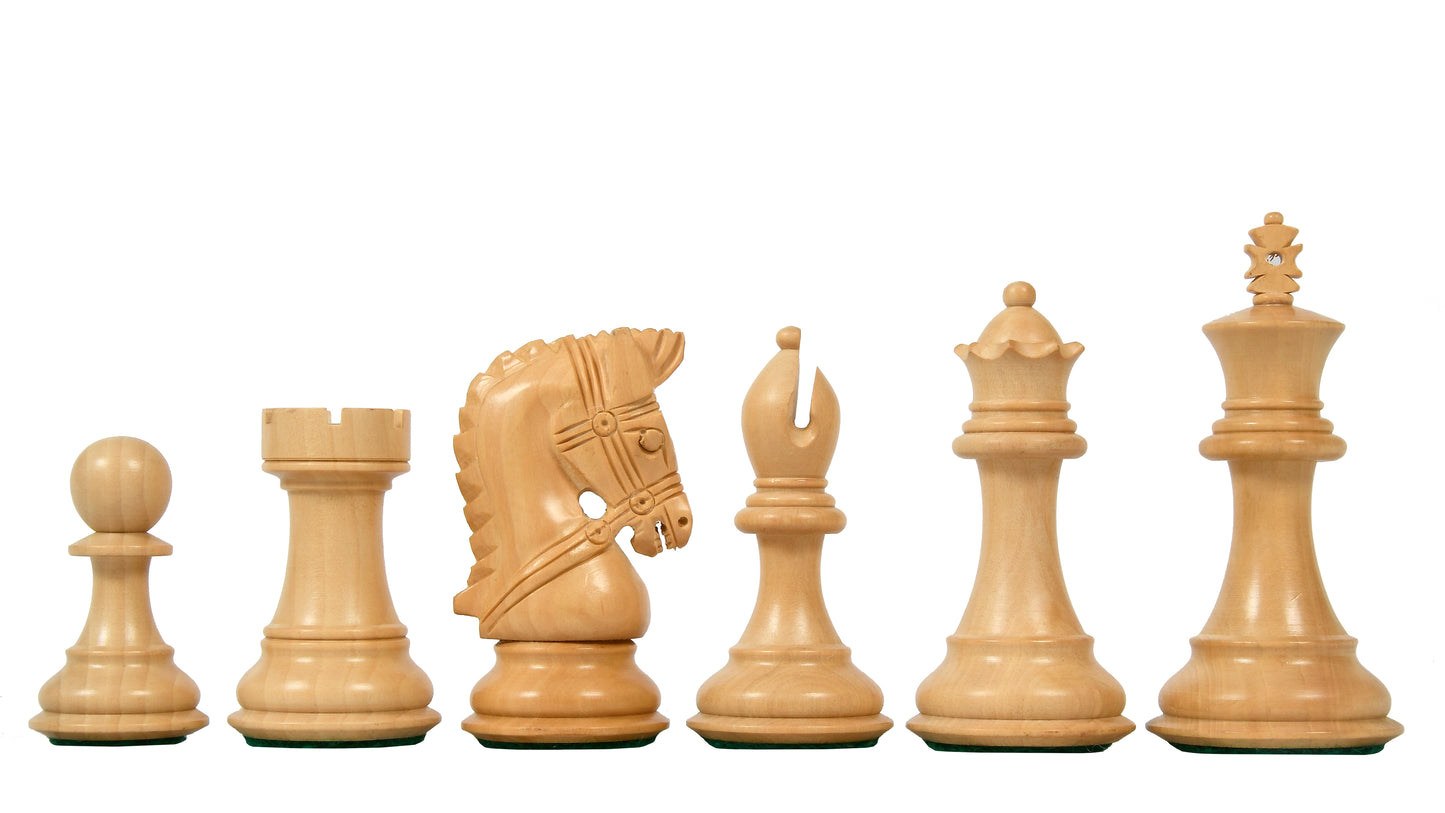 The Bridle Series Wooden Chess Pieces in Ebony & Box Wood - 3.58" King