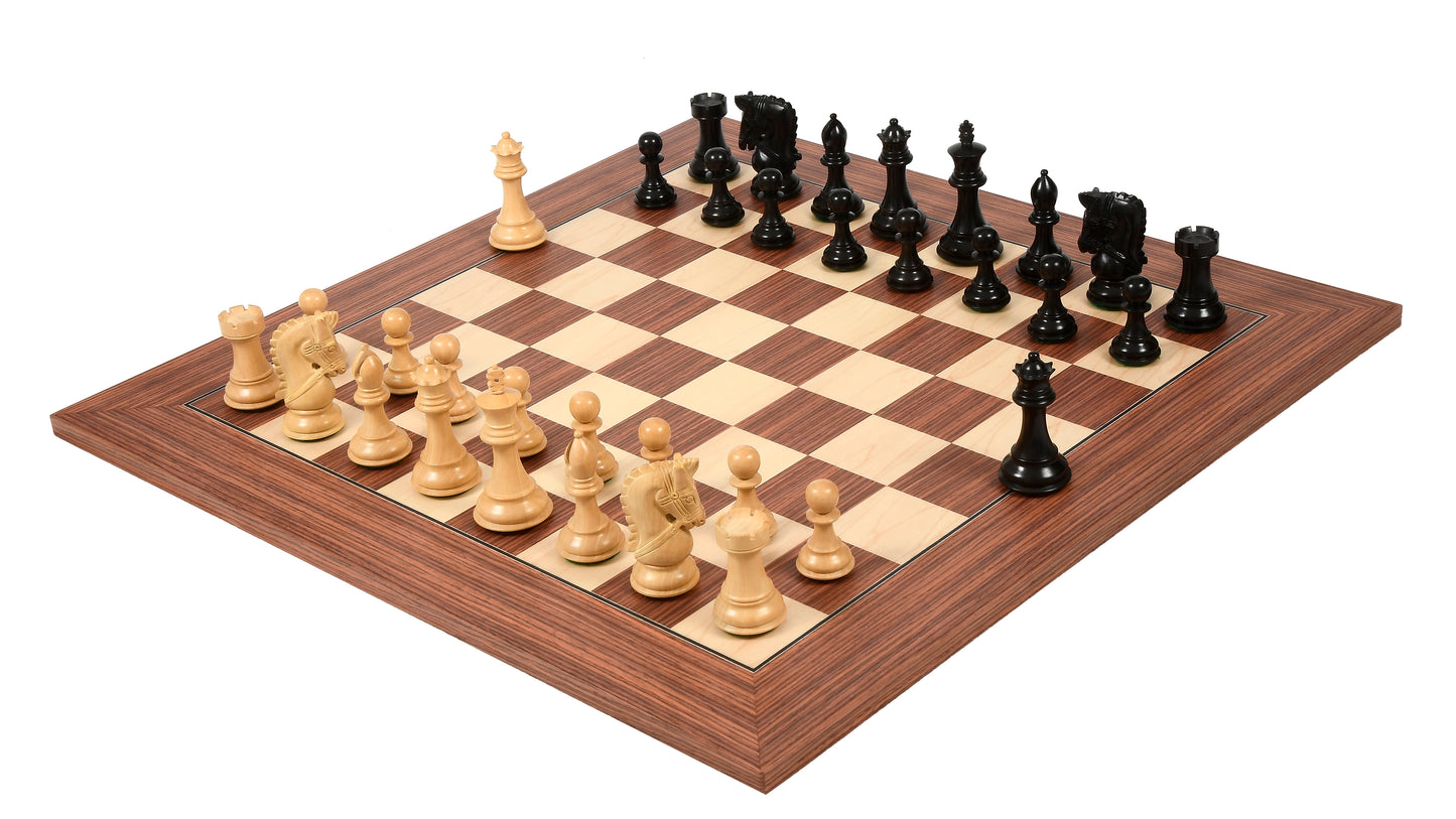 The Bridle Series Wooden Chess Pieces in Ebony & Box Wood - 3.58" King