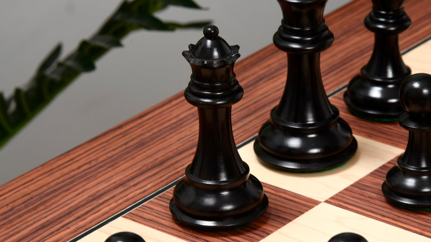 The Bridle Series Wooden Chess Pieces in Ebony & Box Wood - 3.58" King