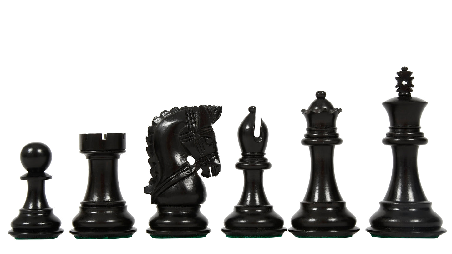 The Bridle Series Wooden Chess Pieces in Ebony & Box Wood - 3.58" King