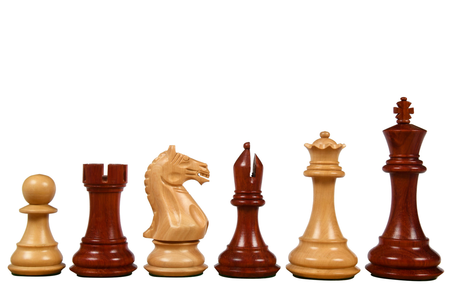 Fierce Knight Staunton Series Chess Pieces in Bud Rosewood & Box Wood - 4.0" King