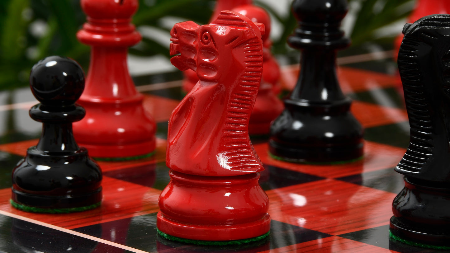 The Smokey Staunton Series Chess Pieces in Painted Box Wood - 3.8" King