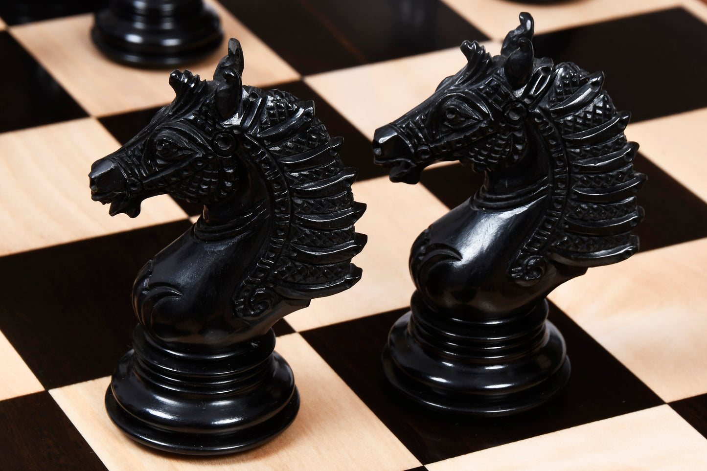 The Sikh Empire Series Triple Weighted Wooden Handmade Chess Pieces in Genuine Ebony Wood and Indian Boxwood - 4.5" King with Extra Queens