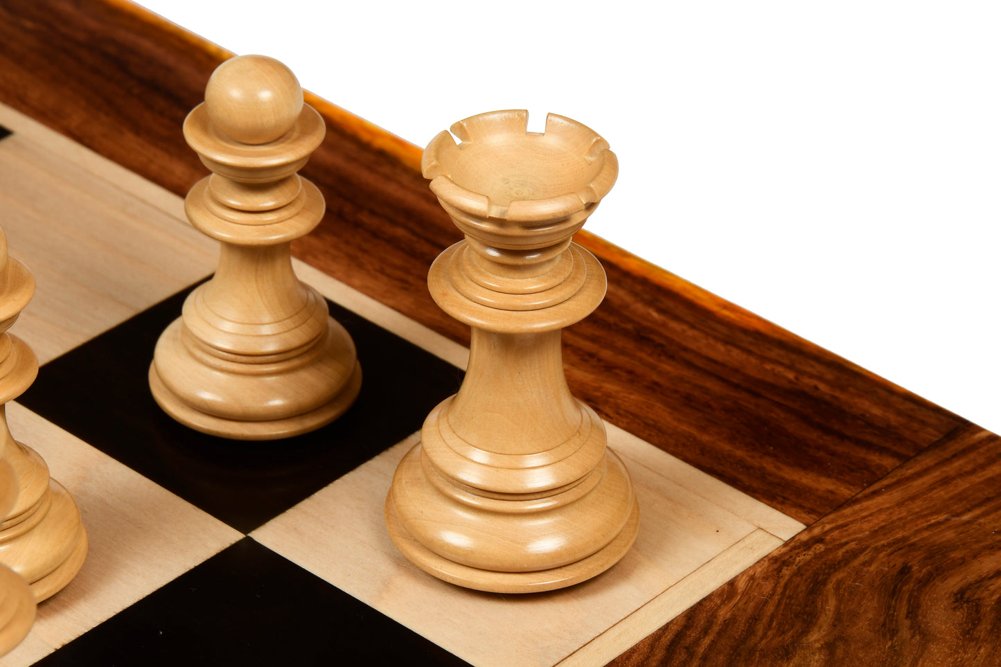 The Sikh Empire Series Triple Weighted Wooden Handmade Chess Pieces in Genuine Ebony Wood and Indian Boxwood - 4.5" King with Extra Queens