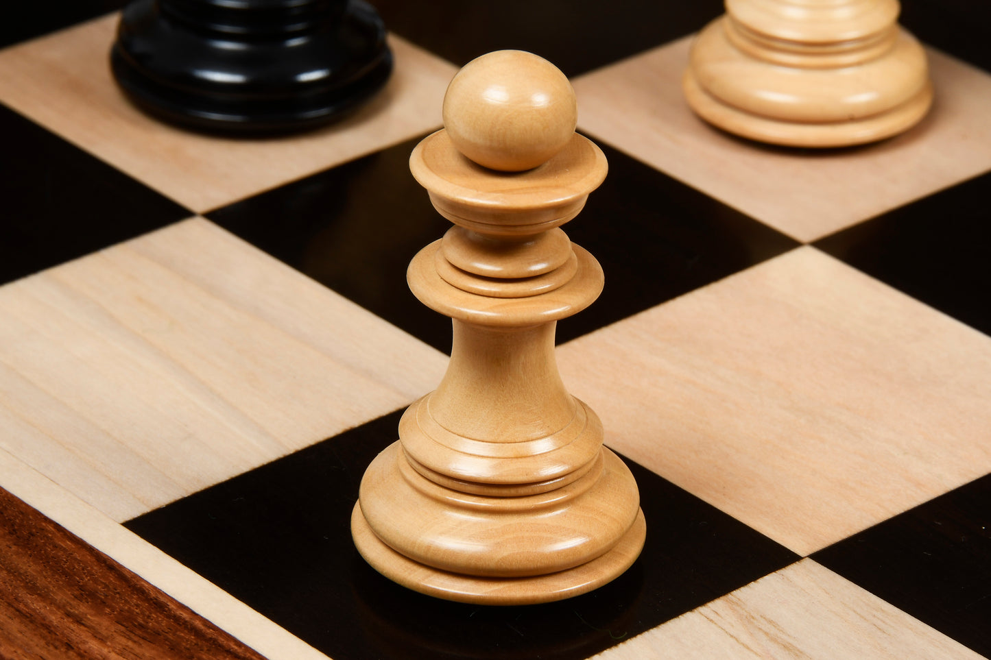 The Sikh Empire Series Triple Weighted Wooden Handmade Chess Pieces in Genuine Ebony Wood and Indian Boxwood - 4.5" King with Extra Queens