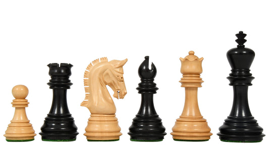 The New Imperial Weighted Chess Pieces in Genuine Ebony and Boxwood - 3.75" King with Extra Queens