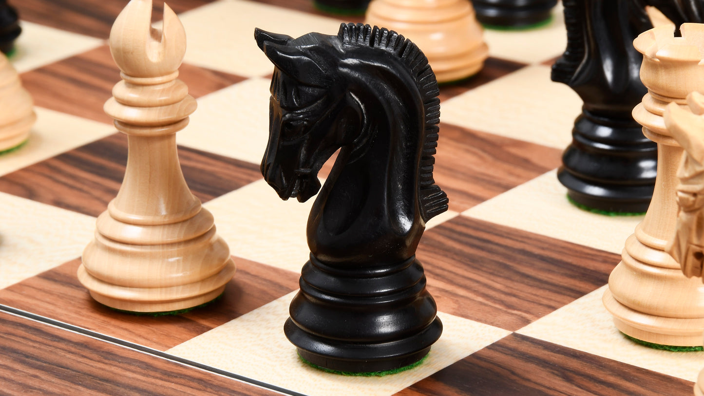 The New Imperial Weighted Chess Pieces in Genuine Ebony and Boxwood - 3.75" King with Extra Queens