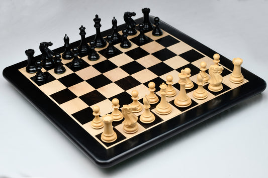 Dominator Weighted Chess Pieces in Ebony/Boxwood with Board - 4.0" King