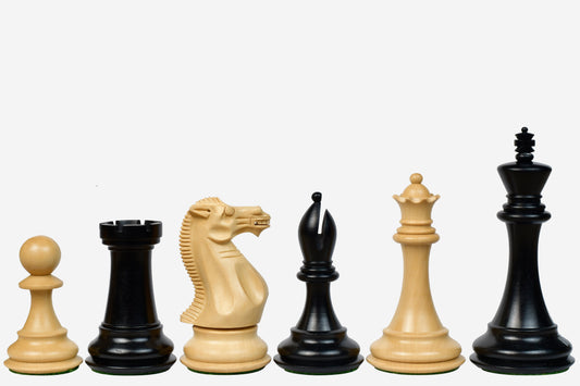 The Dominator Weighted Staunton Chess Pieces in Ebony / Box Wood - 4.0" King