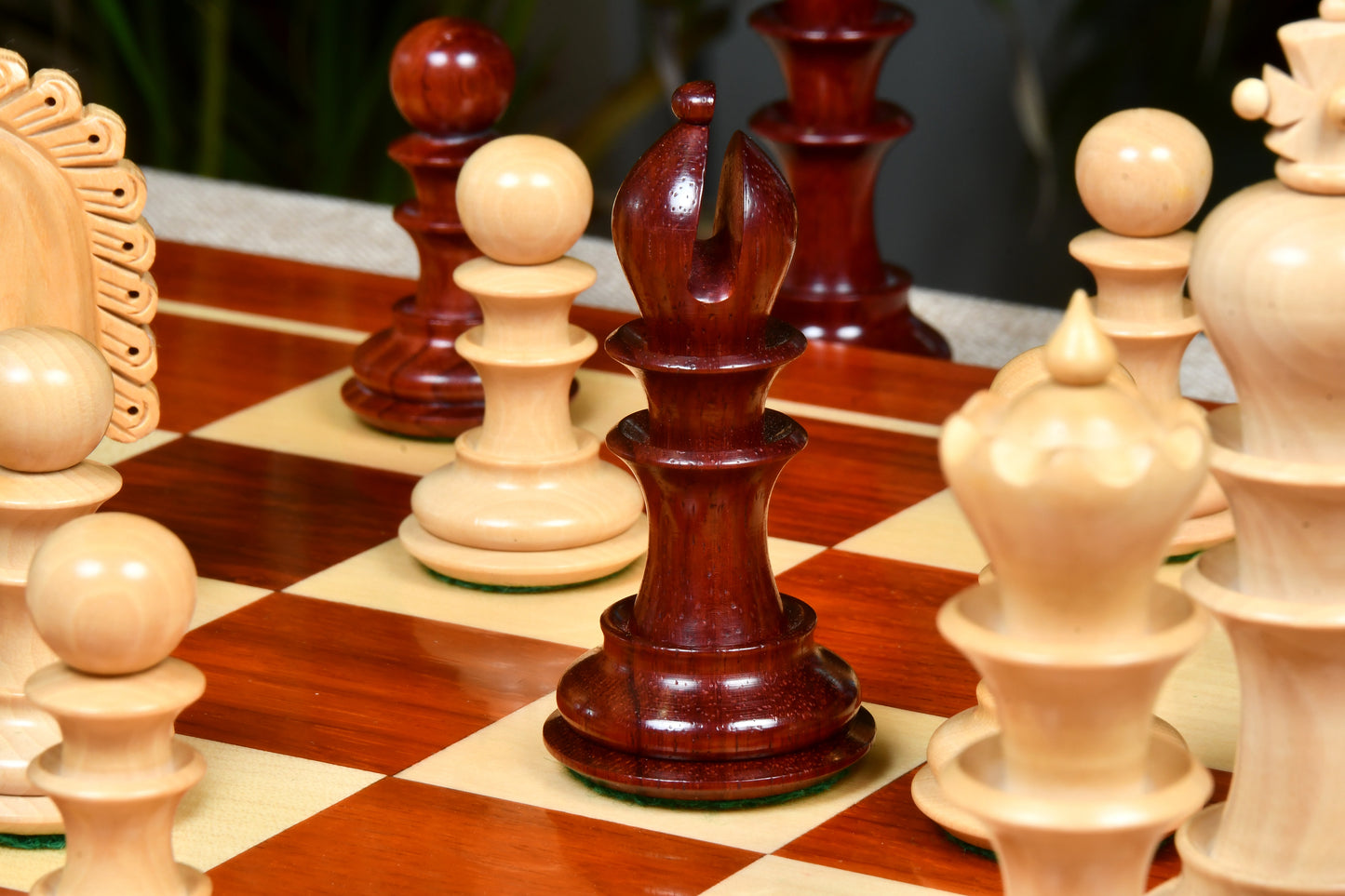 The Hurricane Series Staunton Luxury Chess Pieces Bud Rose & Box Wood - 4.7" King