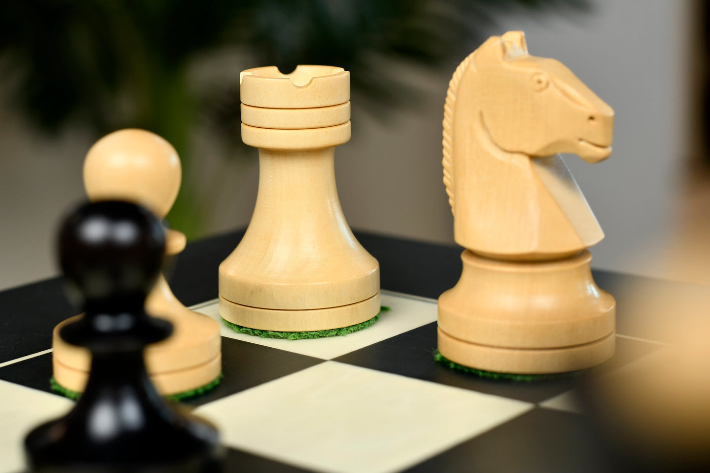 Reproduced Russian (Soviet Era) Series Chess Pieces in Ebonized Boxwood & Natural Boxwood - 3.75" King