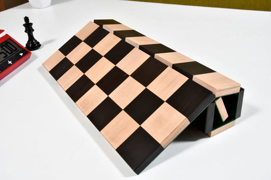Folding Solid Wood Chess Board in Ebony Wood & Maple Wood - 12.5" - 40mm