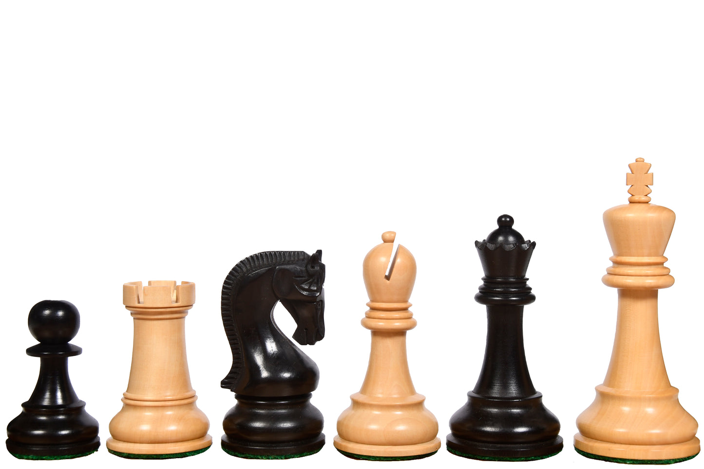 The Leningrad Club-Sized Wooden Chess Pieces in Black Ebonized Wood & Boxwood- 4.0" King