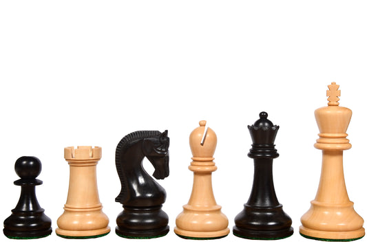 The Leningrad Club-Sized Wooden Chess Pieces in Black Ebonized Wood & Boxwood- 4.0" King