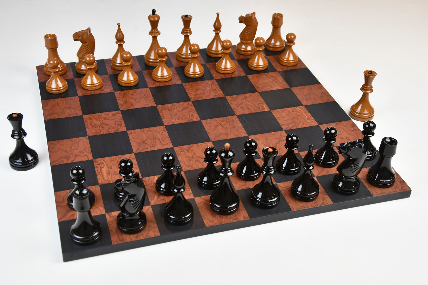 Repro 1961 Soviet Championship Baku Chess Pieces Painted in Brown and Black Color - 4" King