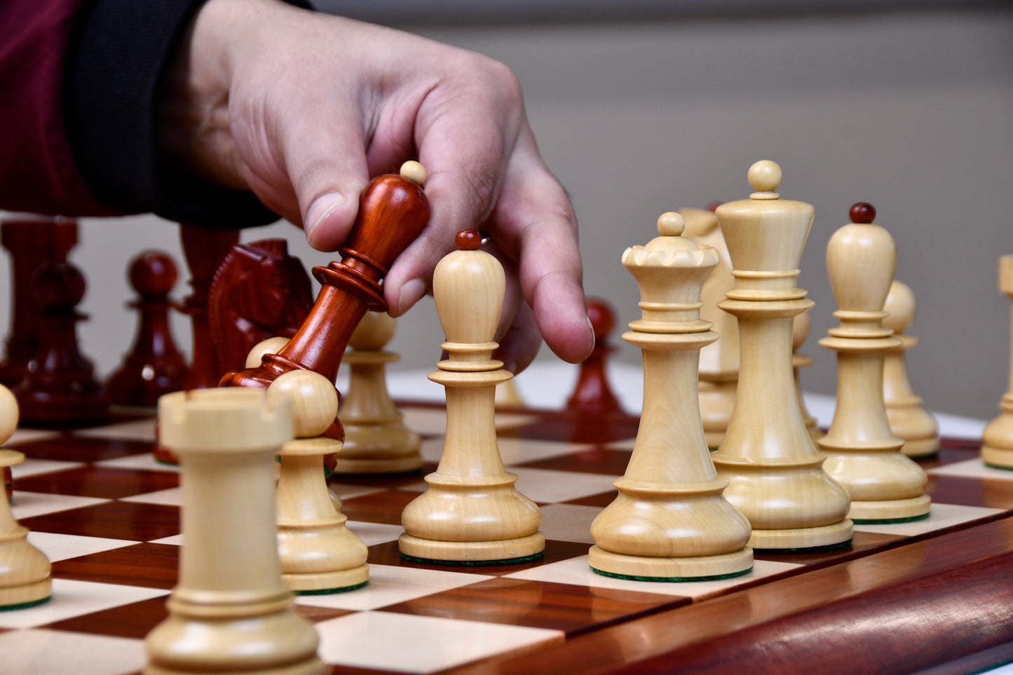 4.25" King Size Reproduced 1950 Dubrovnik Bobby Fischer Weighted Chess Pieces Set in Bud Rosewood