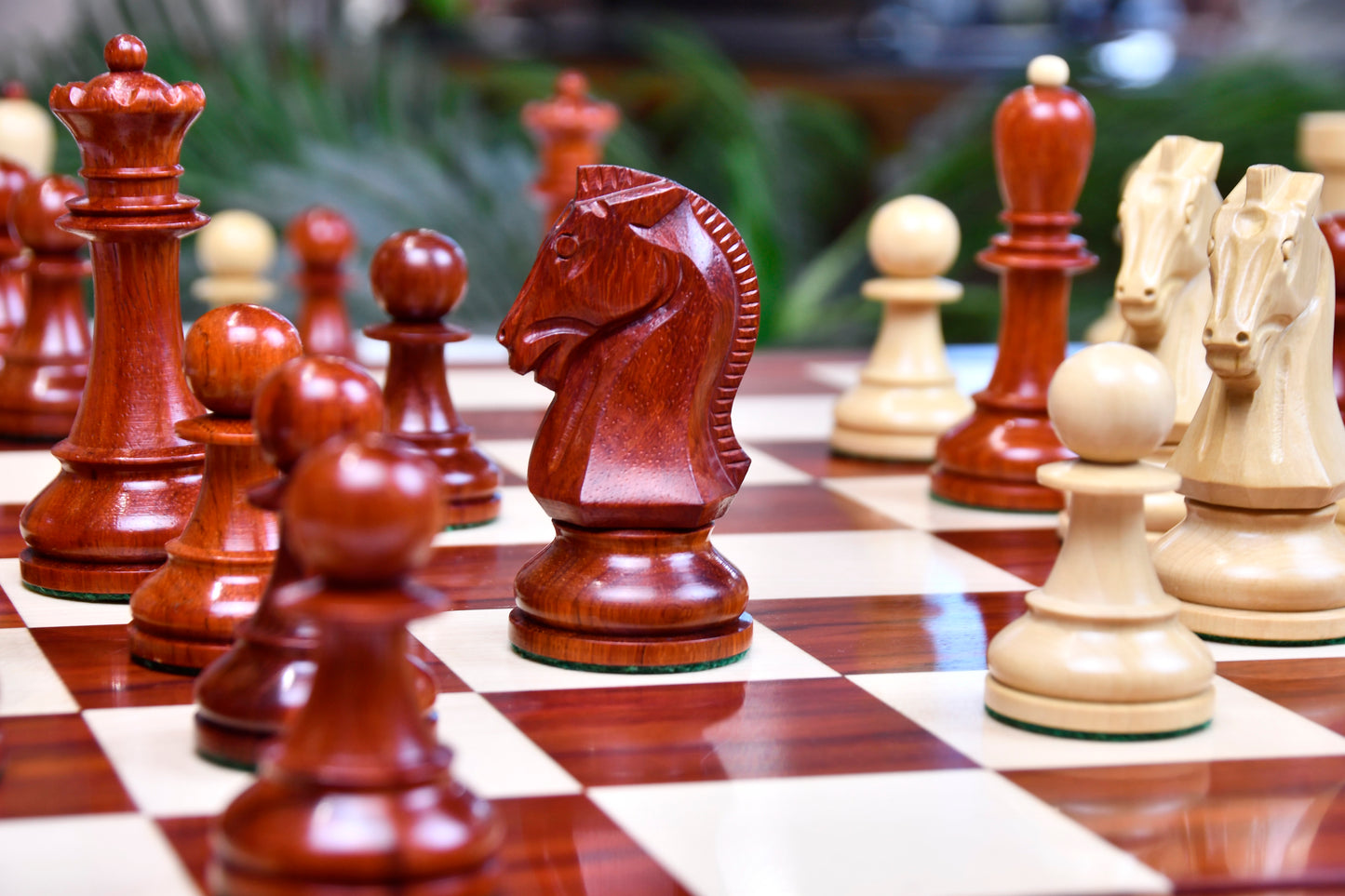 4.25" King Size Reproduced 1950 Dubrovnik Bobby Fischer Weighted Chess Pieces Set in Bud Rosewood