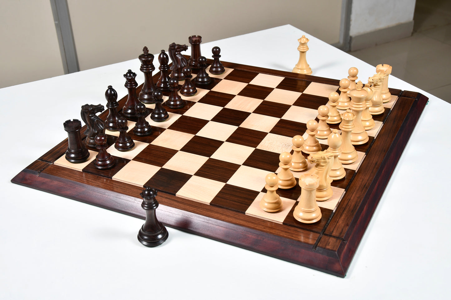 The Honour of Staunton (HOS) Series Weighted Chess Pieces in Rose wood & Box Wood - 4.0" King