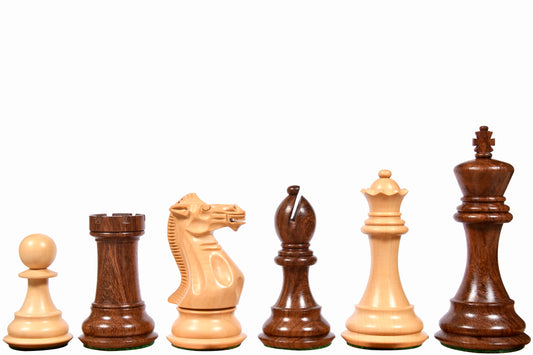 The Honour of Staunton (HOS) Series Weighted Chess Pieces in Sheesham & Natural Boxwood - 4.0" King