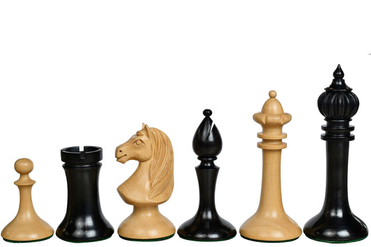 Reproduced 1910 Circa Lasker–Schlechter World Championship Chessmen in Genuine Ebony Wood & Boxwood - 4.5" King