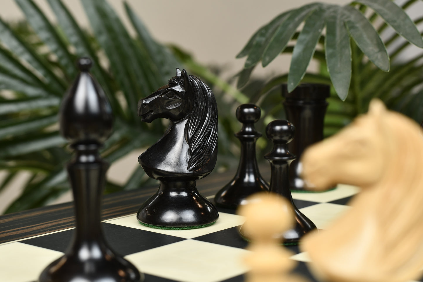 Reproduced 1910 Circa Lasker–Schlechter World Championship Chessmen in Genuine Ebony Wood & Boxwood - 4.5" King