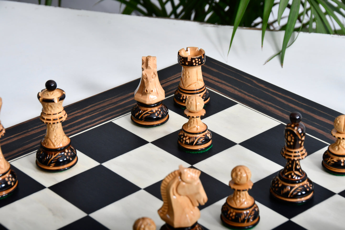 Combo 1950 Dubrovnik Bobby Fischer Chessmen Version 3.0 – Lacquered Box Wood Chess Set with 3.7" King & Board