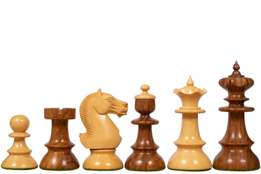 Reproduced Vintage Series Original Austrian Coffee House Old Vienna Chess Pieces in Sheesham Wood and Boxwood V2.0- 3.75" King
