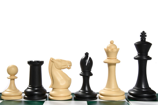 The Blitz Series Plastic Chess Pieces in Black Dyed & Natural White Solid Plastic - 3.8" King