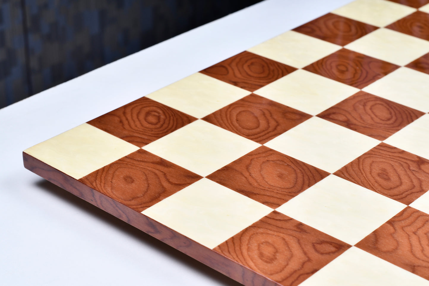 Minimalist Wooden Red Ash Burl Maple Hi Gloss Finish Borderless Chess Board 19" - 60 mm