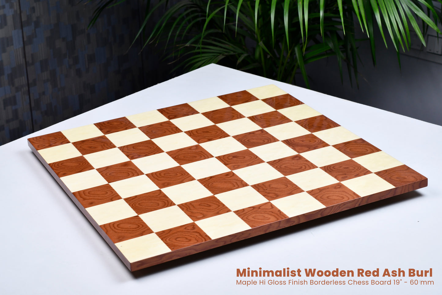 Excalibur Luxury Artisan Series Chess Pieces in Bud Rosewood / Box Wood - 4.6" King with Hi Gloss Finish Borderless Chess Board