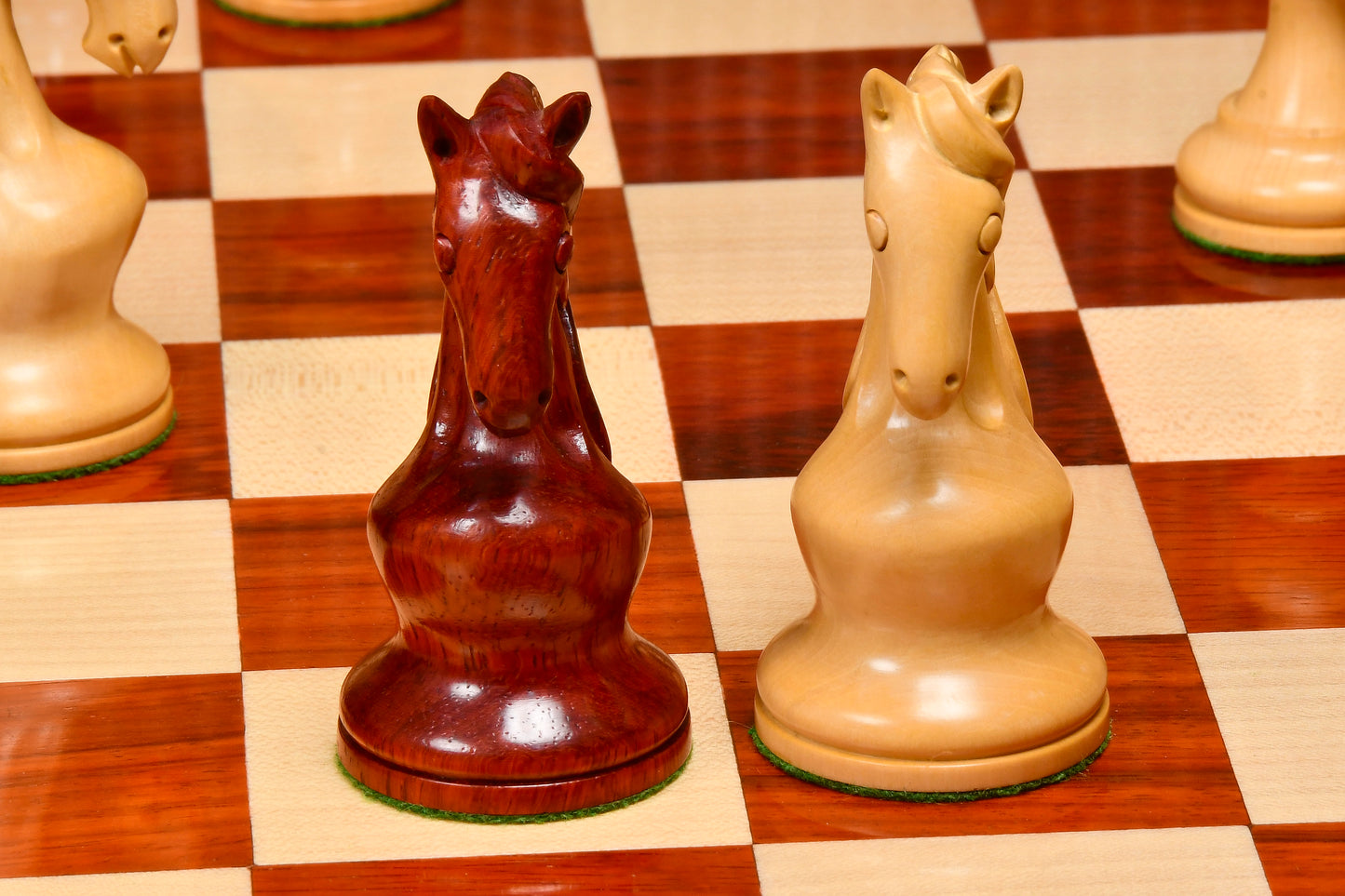 Reproduced 1963-1966 Piatigorsky Cup Chess Pieces in Bud Rose / Box Wood - 4.2" King