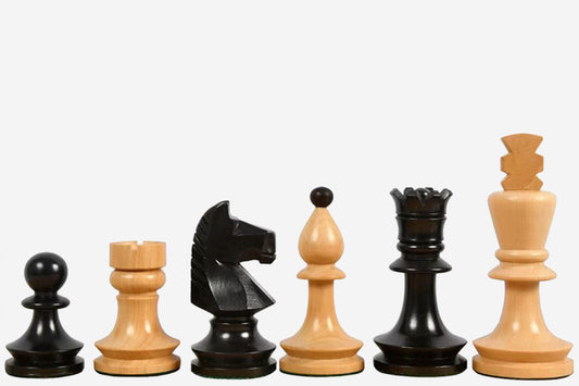 Reproduced Romanian-Hungarian National Tournament Chess Pieces in Ebonized & Natural Boxwood - 3.8" King