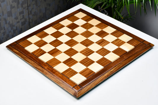 Deluxe Sheesham Solid Wood Maple Wooden Chess Board 21" - 55 mm