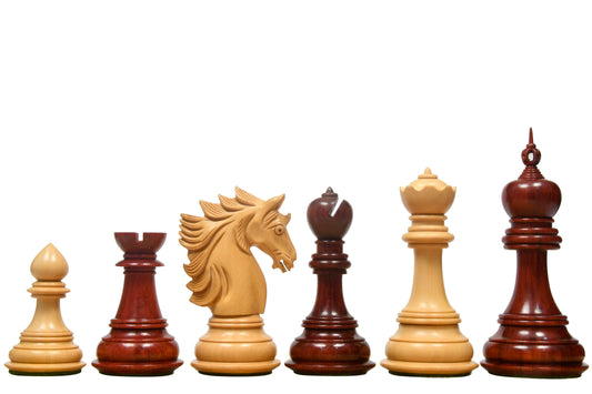 The Sher-E-Punjab Series Chess Pieces in Bud Rose Wood / Box Wood - 4.6" King